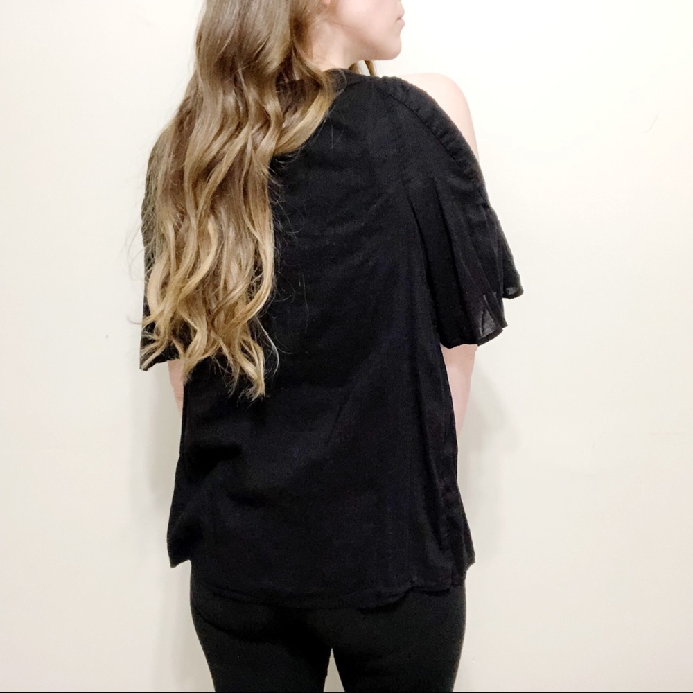Old Navy Black Bell Sleeve Cold Shoulder Top - Picture 6 of 7